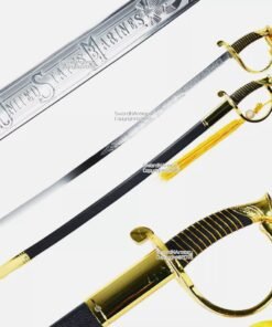 স্যালুট তলোয়ার প্যারেড গ্রাউন্ড অ্যাসেম্বলি করার জন্য এবং শোপিস হিসেবে ব্যবহার করার জন্য দুটি ডিজাইন ওজন মিনিমাম ১ কেজি প্লাস 38ইঞ্চ Military Ceremonial NCO Marines Corps Dress Saber Sword USMC Gold Scabbard