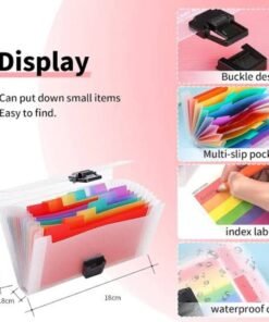 New model transparent file bag  LQ Industrial Mini Document File A6 Rainbow Expanding File Folder 13 Pocket File Organizer for Storage Invoice, Receipt Information, Cards,