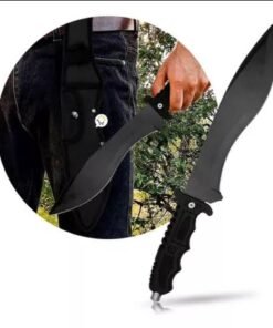 Groot zwart tactisch kukri mes met rubber handvat en metalen glasbreker.  Survivor Tactical Knife Colombia (15 inch)