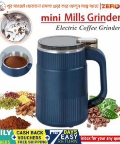 Household Small Powder Grinding Machine, Electric Mini Spice Grinder Add 5 Blades, 304 Stainless Steel Grinding Fine Powder for All Kinds of Grains, Condiments, Coffee Beans (Blue)