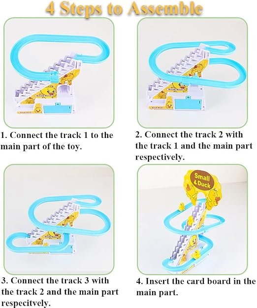 Baby Duck Track Toy Yellow Duck Racing Suit Climbing Stairs Toy With Flashing Light Music Track Small Duck Electric Toys-বাচ্চা হাঁসের ট্র্যাক খেলনা হলুদ - Image 2