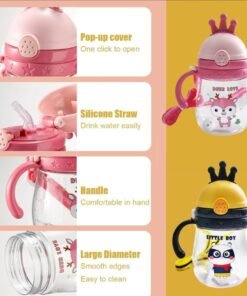 বাচ্চাদের জন্য খুবই চমৎকার একটি ওয়াটার বোতল Alled Baby Drinking Cup, Sippy Cup Children from 6 Months Leak-proof Drinking Cup, Weighted Straw Drinking Cup Toddler with Handles Lanyard 300 ml