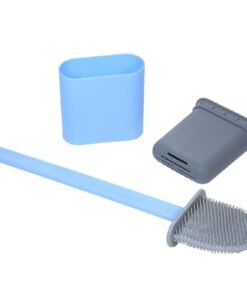 Alternative view of Silicone Toilet Brush with Toilet Brush Holder Creative Cleaning Brush Set for home with wear-resisting prop Flat Toilet Brush with Holder Silicone Toilet Bowl Cleaner Brush with Caddy Flexible Non-scratch TPR Bristles for Bathroom Easy Under Rim Cleaning