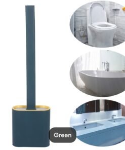 Silicone Toilet Brush with Toilet Brush Holder Creative Cleaning Brush Set for home with wear-resisting prop Flat Toilet Brush with Holder Silicone Toilet Bowl Cleaner Brush with Caddy Flexible Non-scratch TPR Bristles for Bathroom Easy Under Rim Cleaning