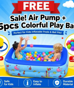 120cm Kids Inflatable Swimming Pool & Bath Tub – ফ্রি Air Pump + 25pcs Colorful Ball | শিশুদের জন্য মজার খেলাধুলা ও গোসলের পুল 🌊
