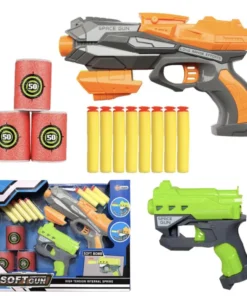 2 Pcs Competition Soft Gun toy Space Gun Bundle With 8 PCs soft Bullets 3 Eva Soft Target