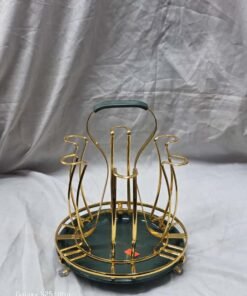 Alternative view of Enhance your kitchen or dining setup with this elegant gold metal glass holder stand. Designed for both style and function, it securely holds multiple glasses, keeping them organized and dry. Made from high-quality stainless steel with a gold finish and a