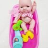 Baby bathtub toy Ur Simulated Infant Early Educational Play Set Doll Handmade Baby Bath Bathtub Baby Bath Toys Pretend Play Bath Tub Water Toys SetPlastic Bathtub