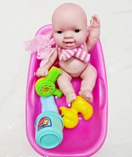 Baby bathtub toy Ur Simulated Infant Early Educational Play Set Doll Handmade Baby Bath Bathtub Baby Bath Toys Pretend Play Bath Tub Water Toys SetPlastic Bathtub