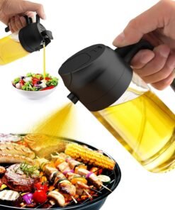 2-in-1 Oil Sprayer & Dispenser Bottle – Glass Cooking Oil Spray Bottle with Handle (For Air Fryer, BBQ, Salad & Kitchen Use)