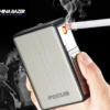 Portable Cigarette Case with Built-in USB Rechargeable Lighter – 20pcs Cigarette Holder Waterproof Box (Men’s Premium Gift Gadget)