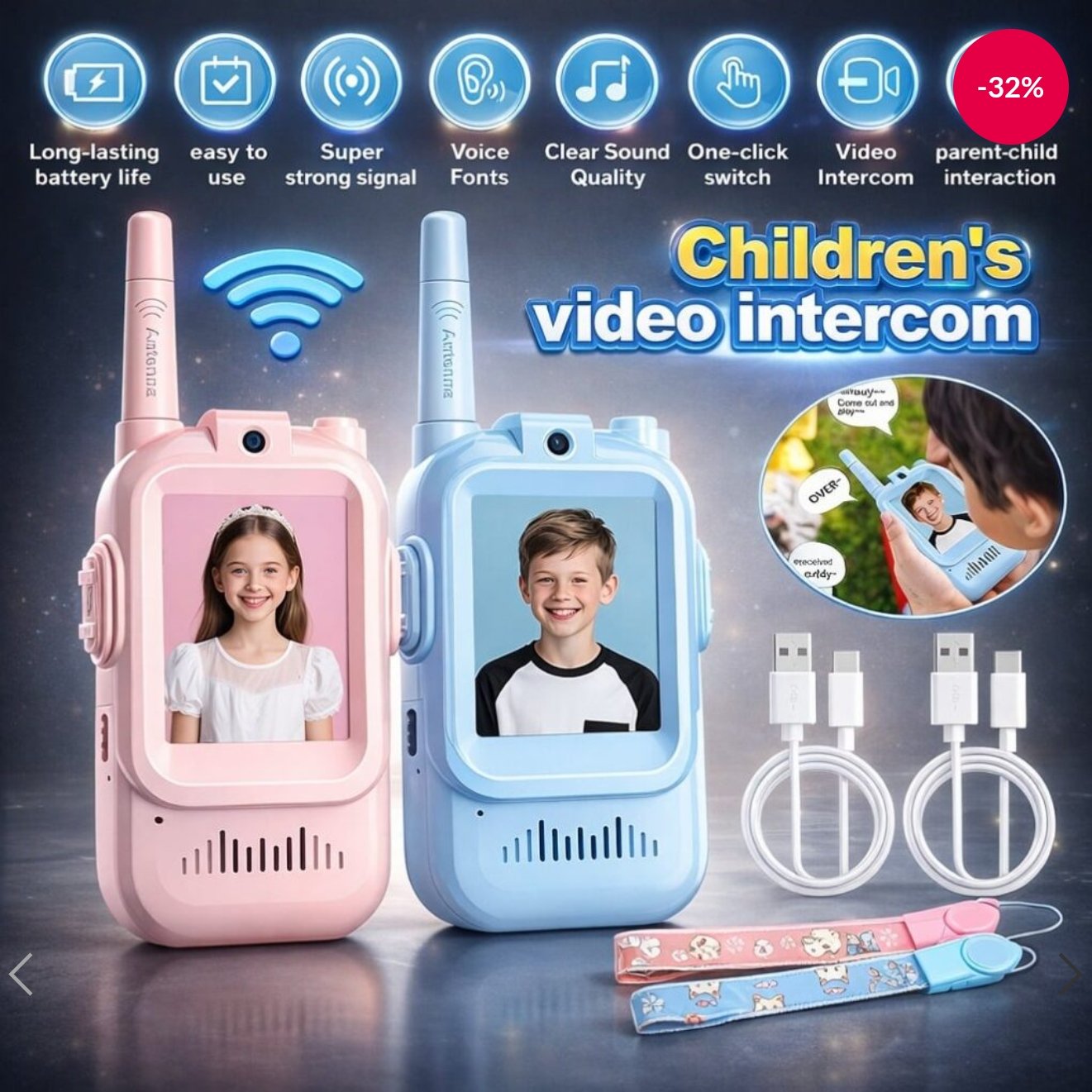 Kids Video Call Walkie Talkie 2pcs Set – বাচ্চাদের জন্য ভিডিও কল & ভয়েস চ্যাট খেলনা - Image 4