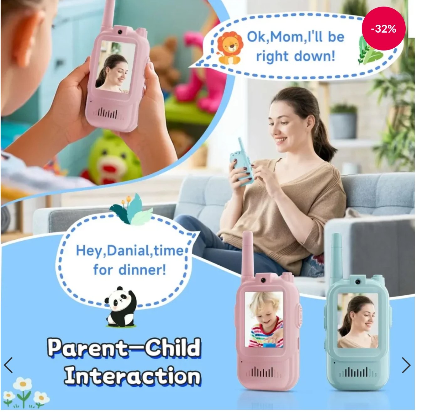 Kids Video Call Walkie Talkie 2pcs Set – বাচ্চাদের জন্য ভিডিও কল & ভয়েস চ্যাট খেলনা - Image 6