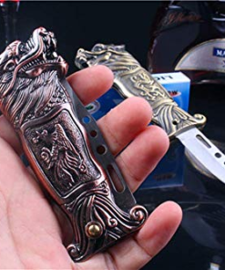 Alternative view of Promithi Dragon Tiger Shaped Inflatable Multi-Function Stainless Steel Folding Windproof Lighter Knife