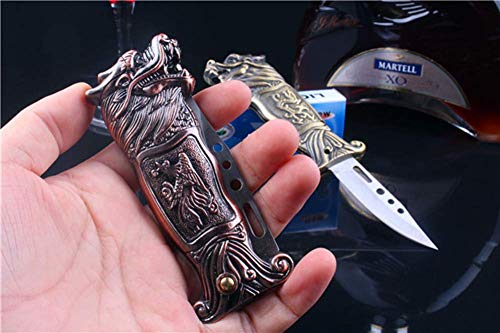 Promithi Dragon Tiger Shaped Inflatable Multi-Function Stainless Steel Folding Windproof Lighter Knife - Image 2