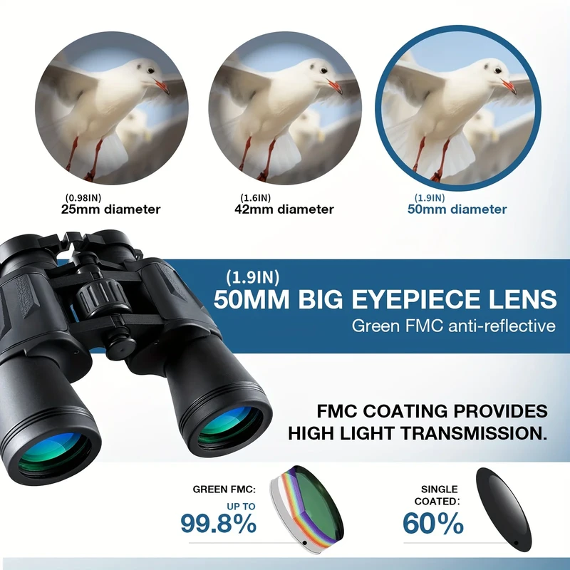Professional 20x50 High-Definition Binoculars – 10x Zoom HD Optical Telescope for Outdoor Adventure (দূরবীন)