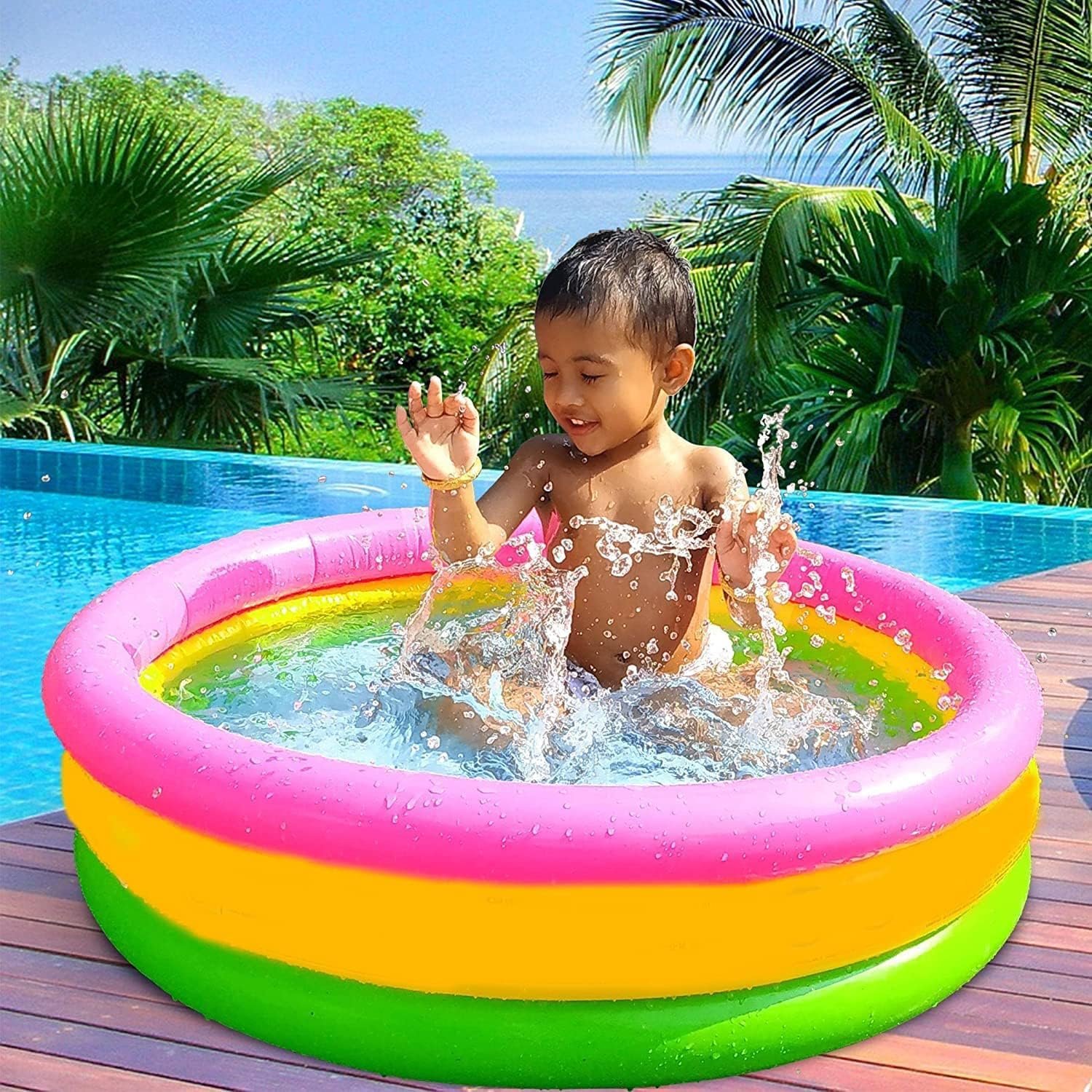 Intex 34 Inch Inflatable Baby Pool & Bath Tub – ফ্রি Air Pump + 25pcs Colorful Ball