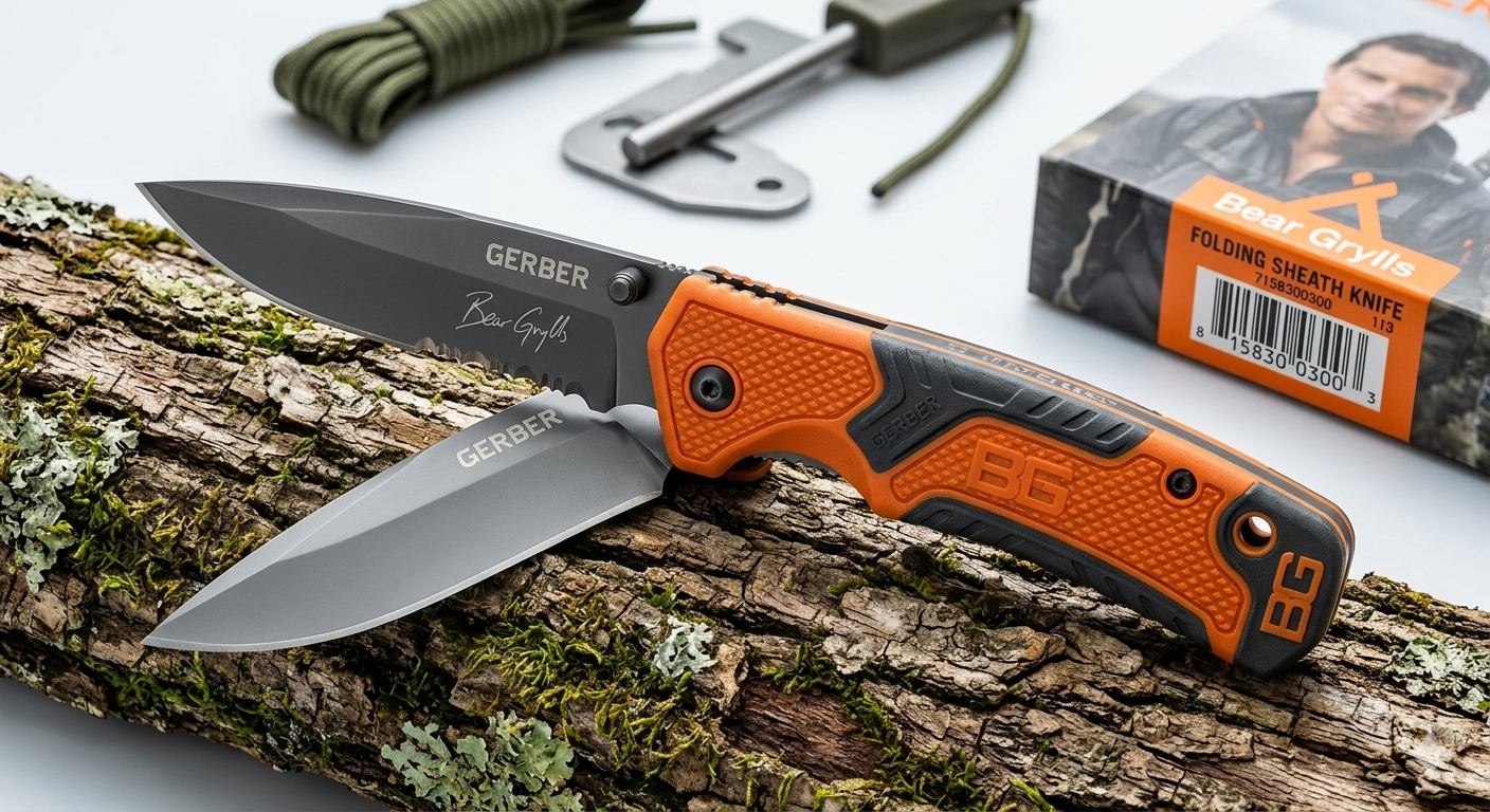 Gerber Bear Grylls Survival Folding Knife – 8" Open Length, 112g Lightweight Tactical Pocket Knife