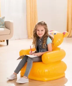 Happy Animal Teddy Air Chair – Inflatable Kids Sofa Chair | Soft & Comfortable Baby Seat