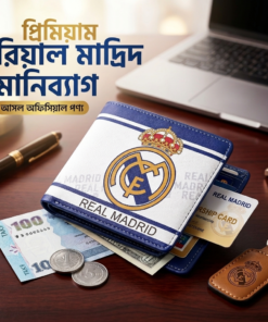 Real Madrid Official Theme Premium Leather Wallet - রিয়াল মাদ্রিদ প্রিমিয়াম মানিব্যাগ
