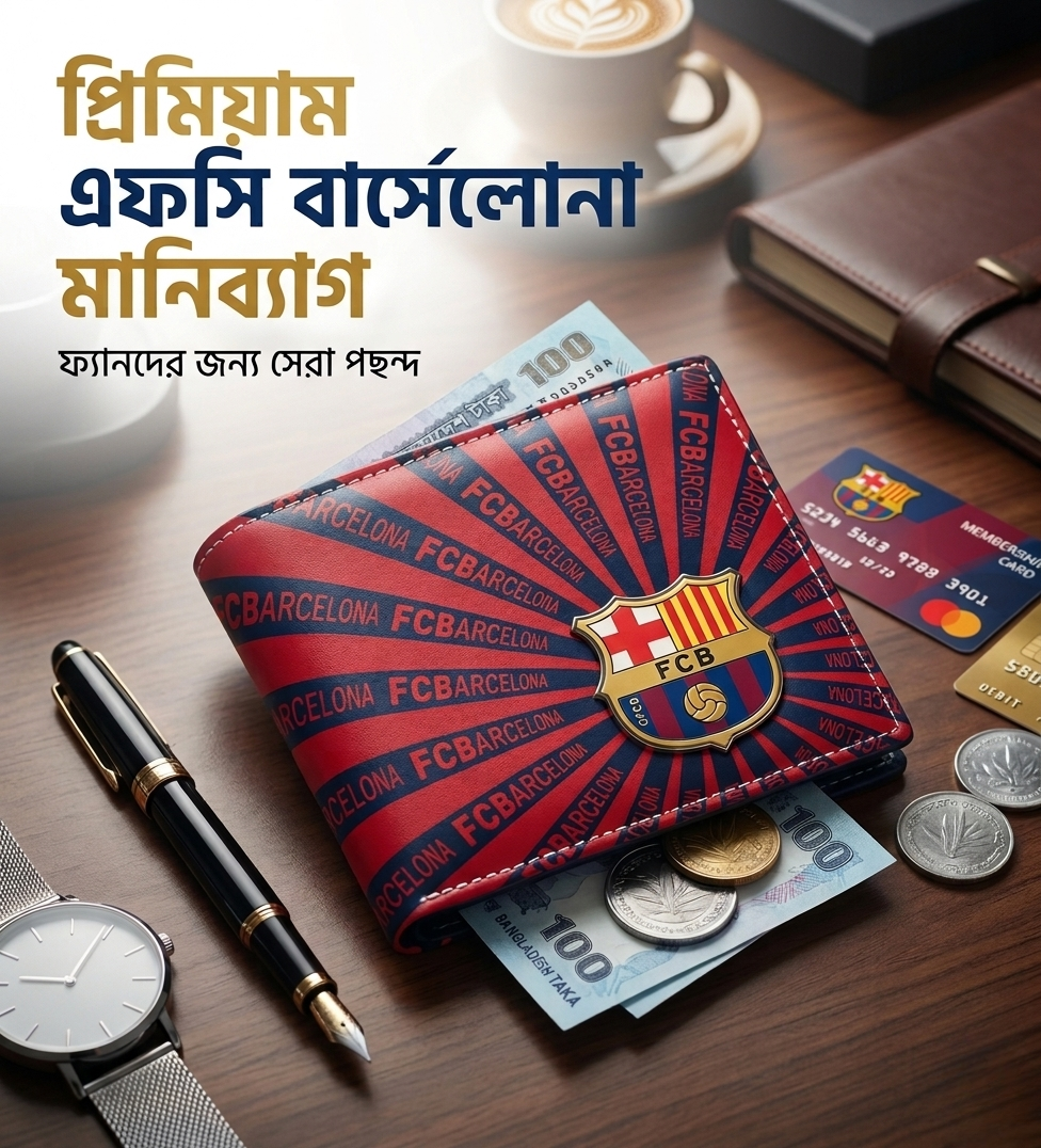 FC Barcelona Premium Edition Leather Wallet for Fans - এফসি বার্সেলোনা প্রিমিয়াম মানিব্যাগ