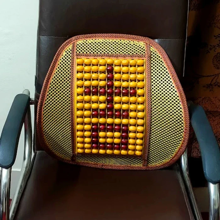 Wooden Bead Mesh Lumbar Support Cushion for Office Chair and Car Seat (Back Pain Relief) - Image 2