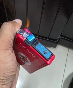 Alternative view of B&H Branded Steel Body Leather Finish Cigarette Case and Holder with Integrated Lighter