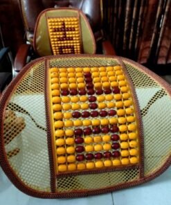 Wooden Bead Mesh Lumbar Support Cushion for Office Chair and Car Seat (Back Pain Relief)