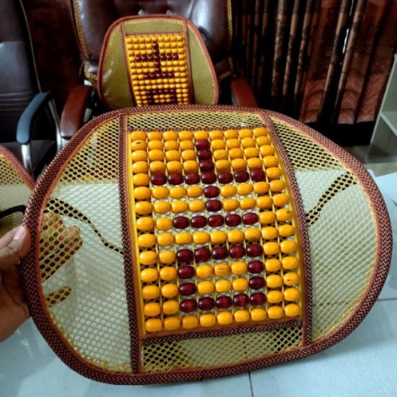 Wooden Bead Mesh Lumbar Support Cushion for Office Chair and Car Seat (Back Pain Relief)