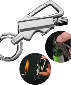 Ultimate EDC Multitool Keychain – 3-in-1 Carabiner Key Ring, Bottle Opener & Instant Ignition Fire Starter