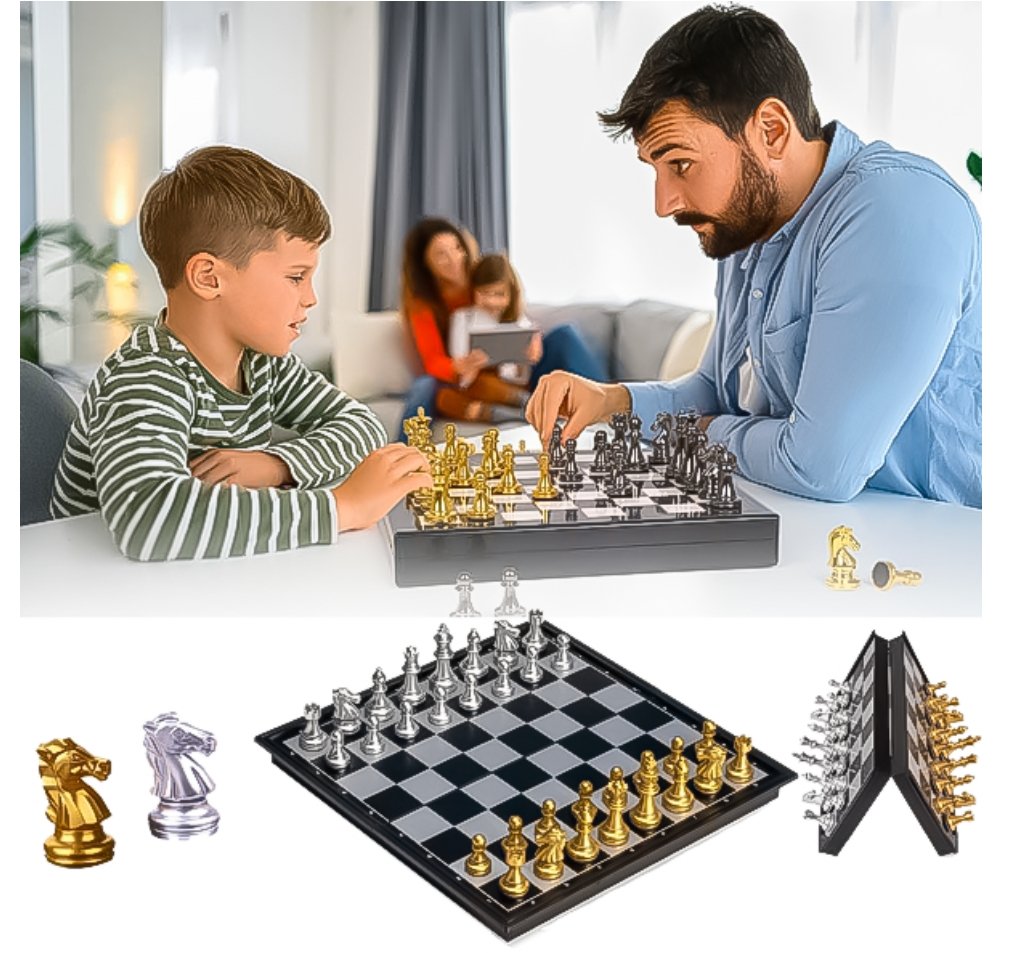 Premium Magnetic Chess Board | Folding Travel Chess Set | 9.8", 12.5" & 14.2" Sizes - Image 4