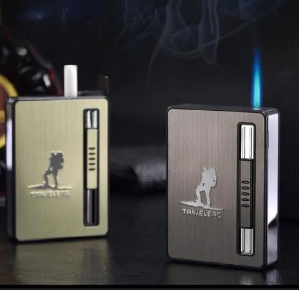Premium Metal Windproof Blue Jet Flame Lighter - TRAVELERS Edition