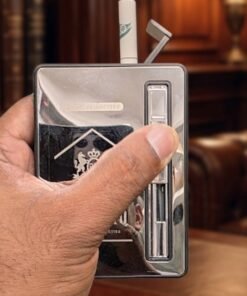 Premium Marlboro Branded Metal Cigarette Case & Built-in Lighter – 2-in-1 Combo