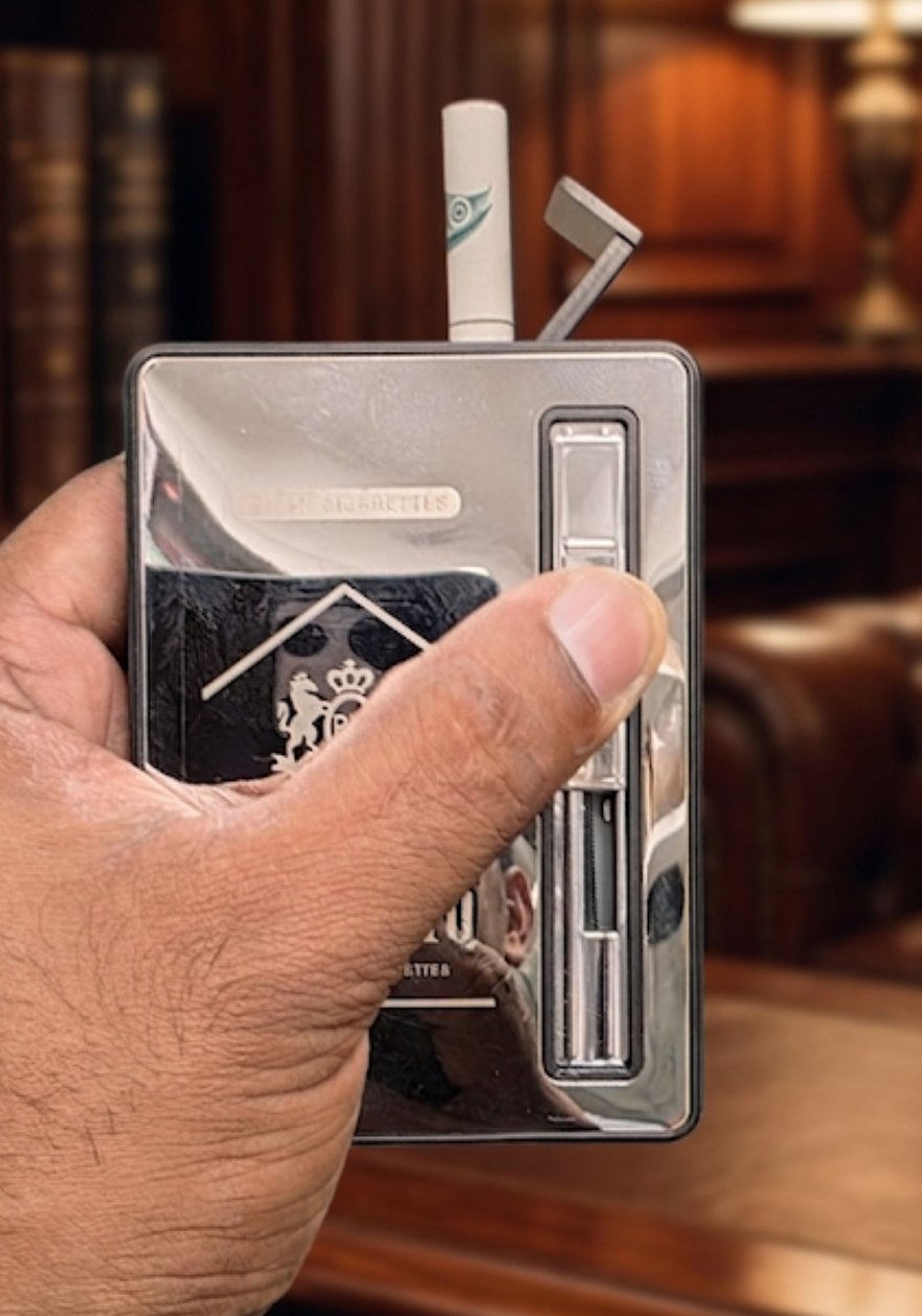 Premium Marlboro Branded Metal Cigarette Case & Built-in Lighter – 2-in-1 Combo