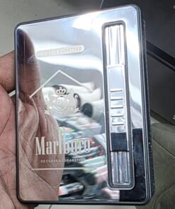 Alternative view of Premium Marlboro Branded Metal Cigarette Case & Built-in Lighter – 2-in-1 Combo