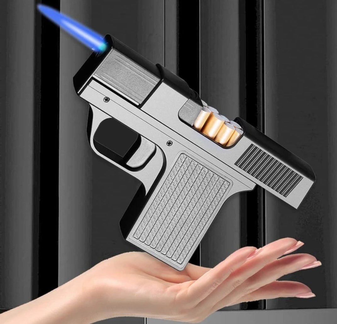 Creative 2-in-1 Gun-Shaped Cigarette Case & Jet Flame Lighter - Image 6