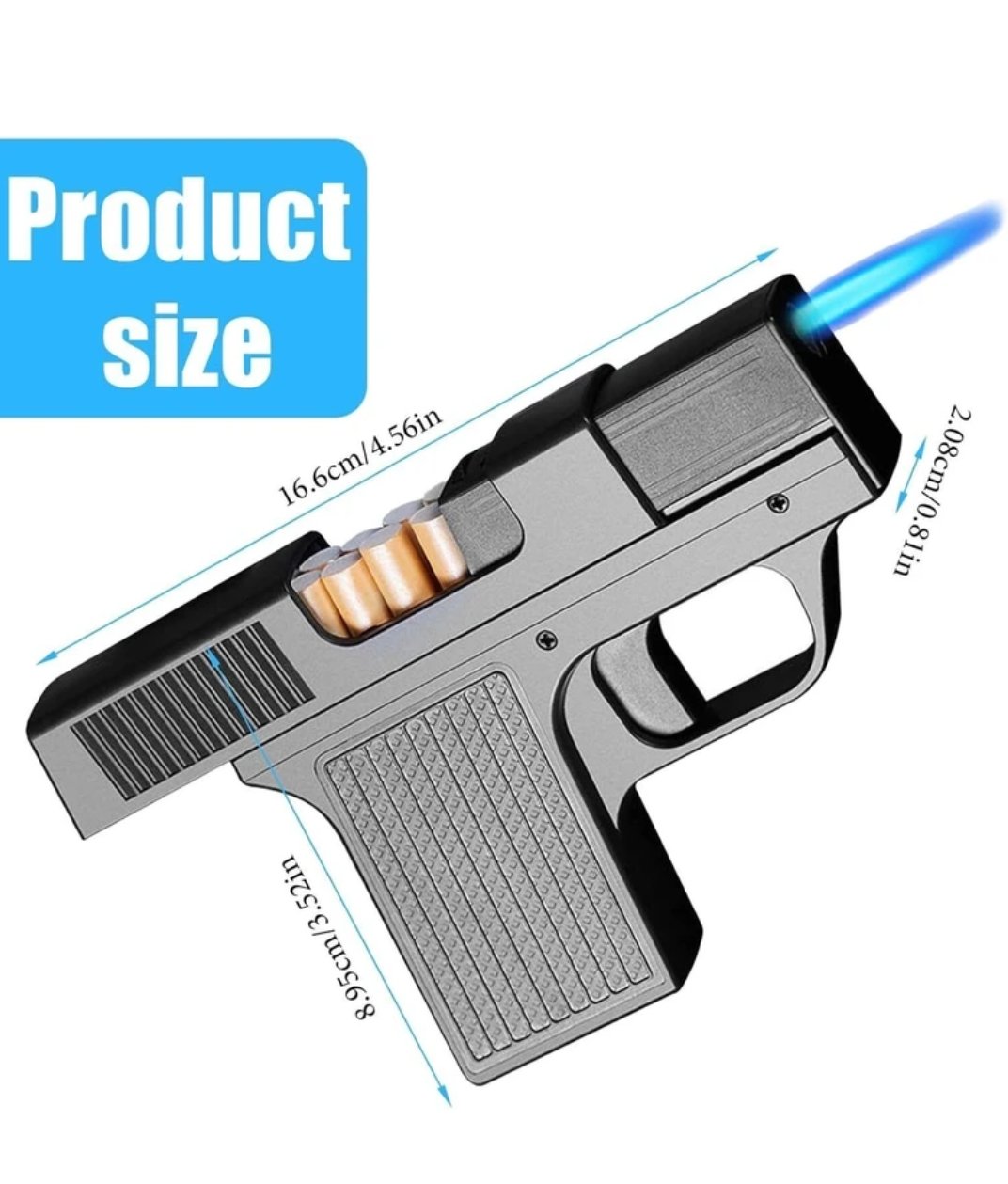 Creative 2-in-1 Gun-Shaped Cigarette Case & Jet Flame Lighter - Image 5