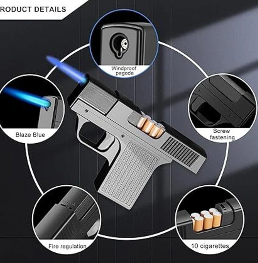 Creative 2-in-1 Gun-Shaped Cigarette Case & Jet Flame Lighter - Image 3