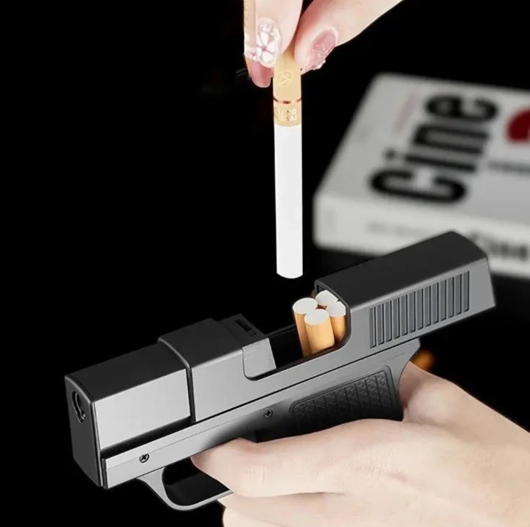 Creative 2-in-1 Gun-Shaped Cigarette Case & Jet Flame Lighter - Image 2