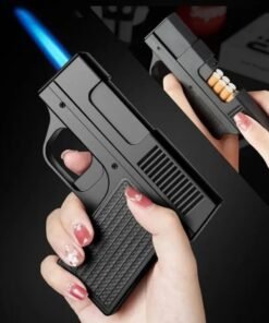 Creative 2-in-1 Gun-Shaped Cigarette Case & Jet Flame Lighter
