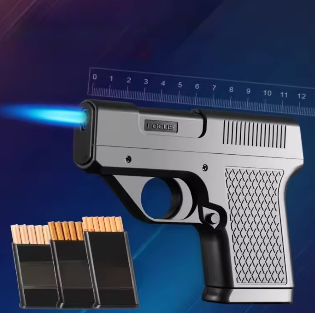 Unique Gun-Shaped Creative Lighter with 3 Replacement Cigarette Storage Cases - Image 2