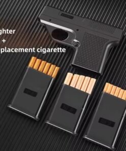 Unique Gun-Shaped Creative Lighter with 3 Replacement Cigarette Storage Cases
