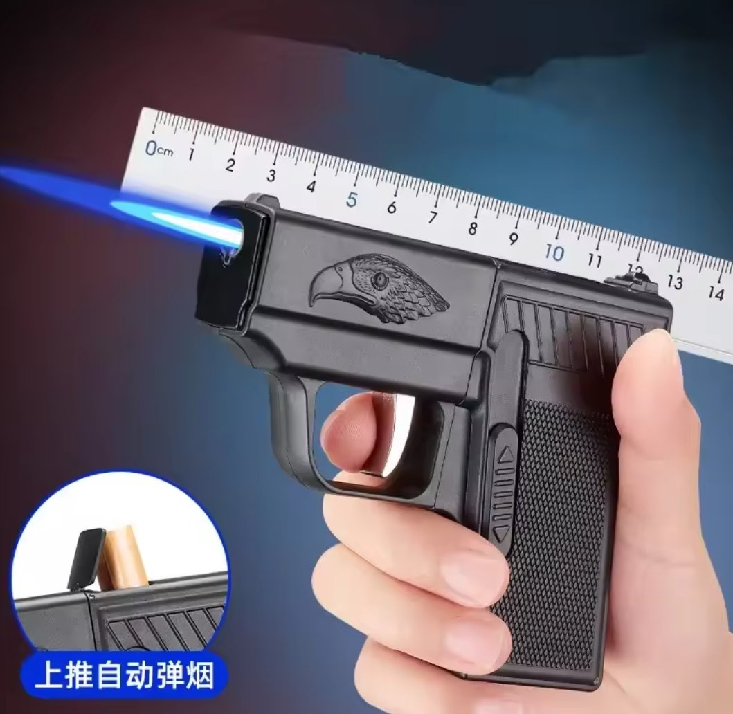 Eagle Design Creative Gun-Shaped Cigarette Ejector & Jet Flame Lighter