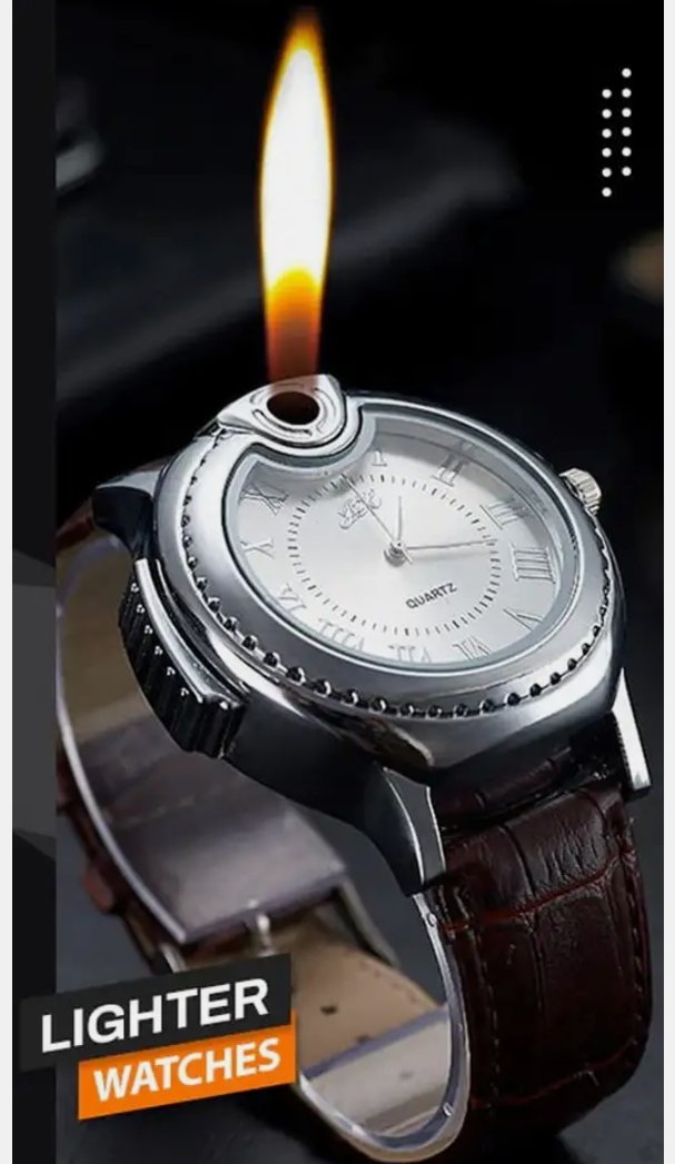 Multifunctional Windproof Lighter Watch – Sleek Chronograph Design with Built-in Jet Flame - Image 3