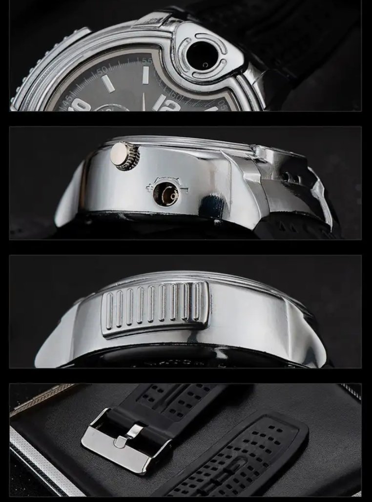Multifunctional Windproof Lighter Watch – Sleek Chronograph Design with Built-in Jet Flame - Image 2