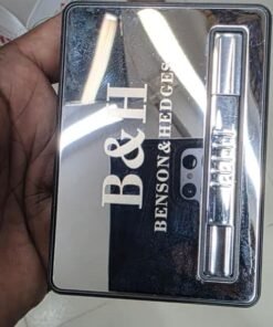 Premium Benson Branded Metal Cigarette Case & Built-in Lighter – 2-in-1 Combo