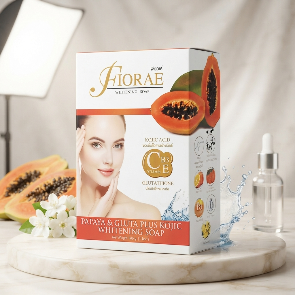 Fiorae Papaya & Gluta Plus Kojic Whitening Soap 165g