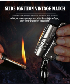 Multifunctional Slide Ignition Vintage Match & Keychain Metal Lighter – Outdoor Survival & Everyday Carry Gear