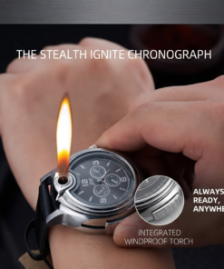 Multifunctional Windproof Lighter Watch – Sleek Chronograph Design with Built-in Jet Flame