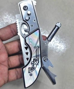 Creative Revolver Pistol Design Pocket Folding Knife with Sturdy Metallic Finish - Image 4